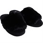 Fluid Womens Faux Fur Open Toe Mule Slippers Black