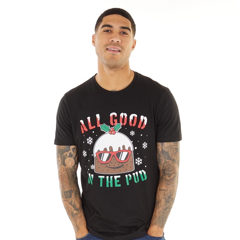 Fluid Mens Christmas Novelty T-Shirt Black