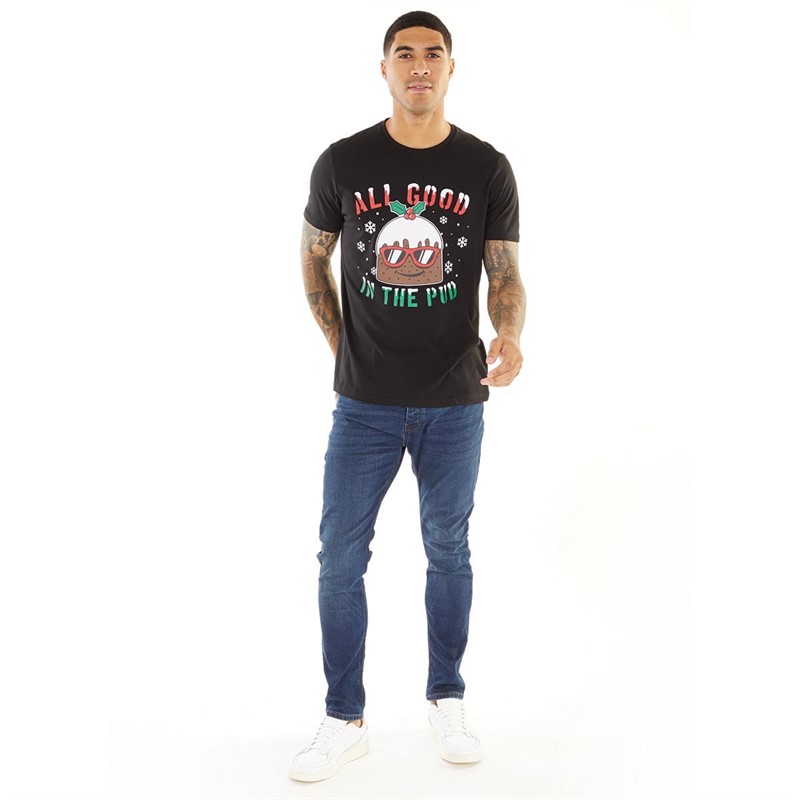 Fluid Mens Christmas Novelty T-Shirt Black