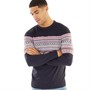 Fluid Mens Crew Neck Fairisle Sweater Midnight Navy/Multi