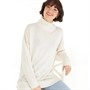 Fluid Womens Roll Neck Longline Sweater Ecru