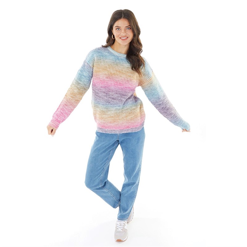 Fluid Womens Space Dye Crew Neck Sweater Multi