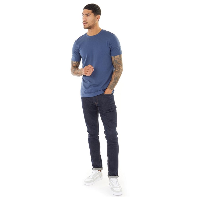 Buy Fluid Mens Plain T-Shirt Dark Denim