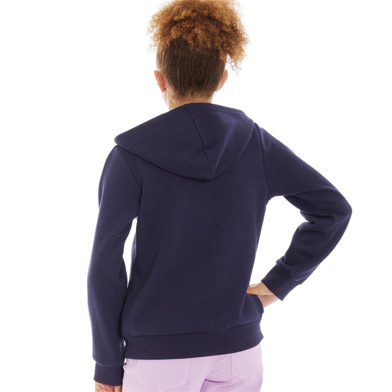 Fluid Girls Junior Basic Zip Through Hoodie Navy