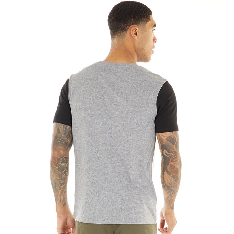 Fluid Mens Colourblock T-Shirt Grey/White/Black