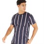 Fluid Mens Vertical Striped T-Shirt Navy Blazer/Wine