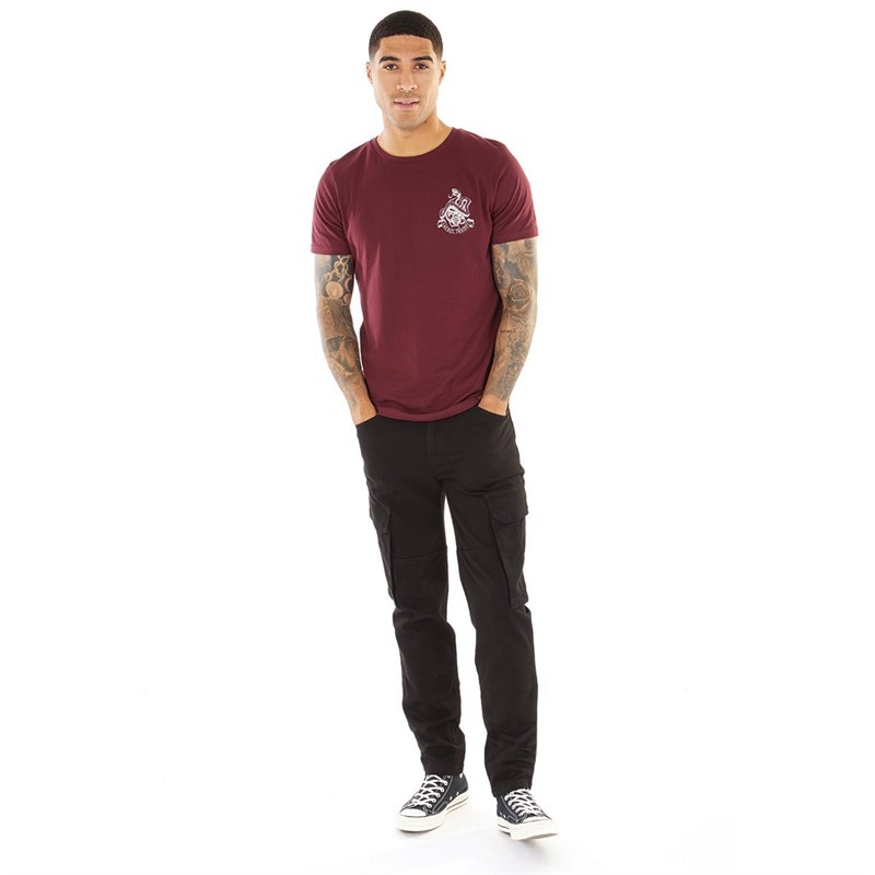 Fluid Mens Printed T-Shirt Wine