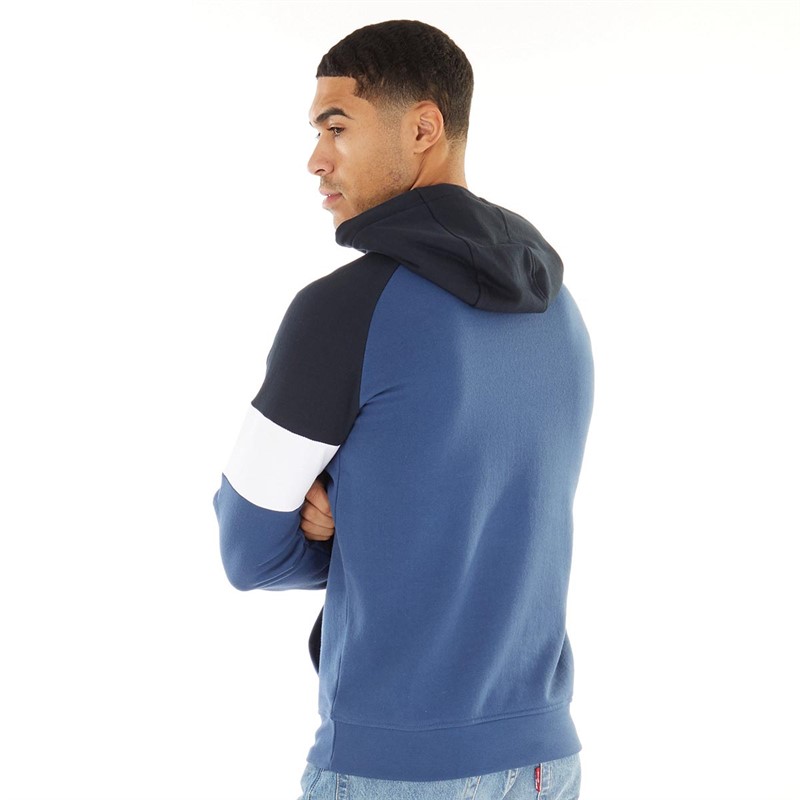 Fluid Mens Stripe Sleeve Hoodie Dark Denim/Dark Denim