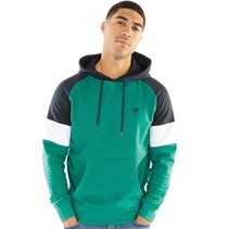 Fluid Mens Stripe Sleeve Hoodie Alpine Green/Navy Blazer