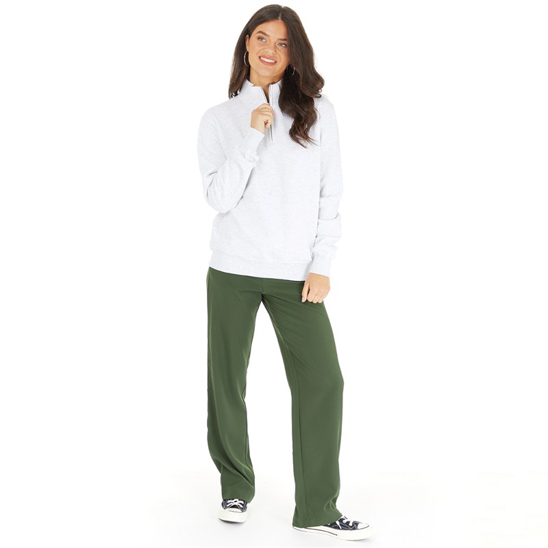 Fluid Womens 1/4 Zip Neck Sweatshirt Grey Marl