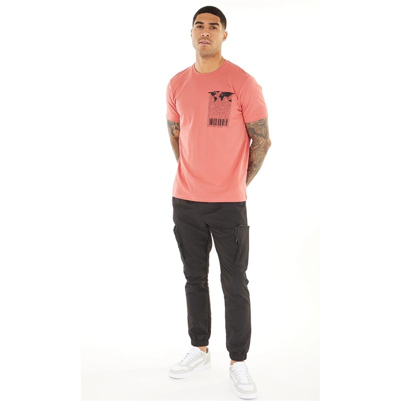 Fluid Mens Barcode T-Shirt Faded Peach