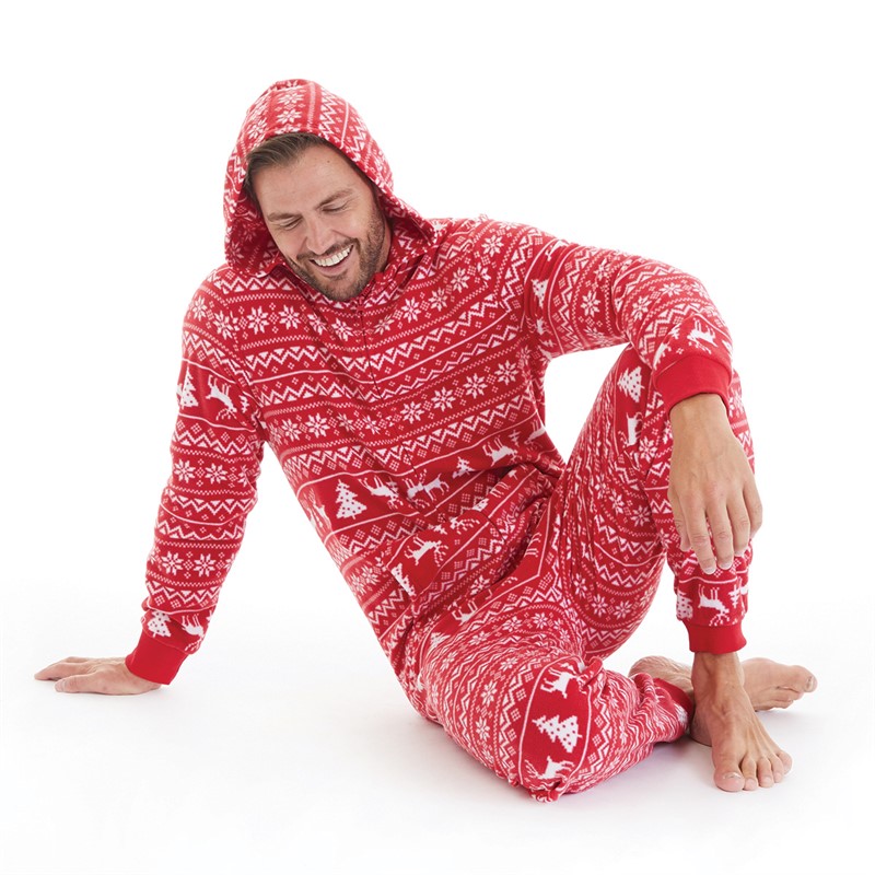 Fluid Mens Christmas Microfleece Jacquard Onesie Multi