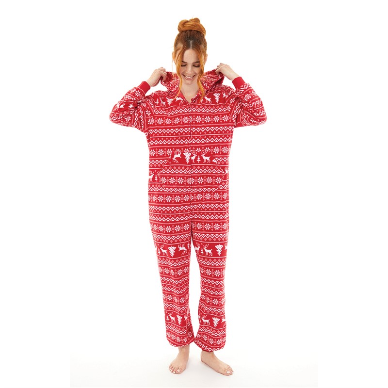 Fluid Womens Christmas Microfleece Jacquard Onesie Multi