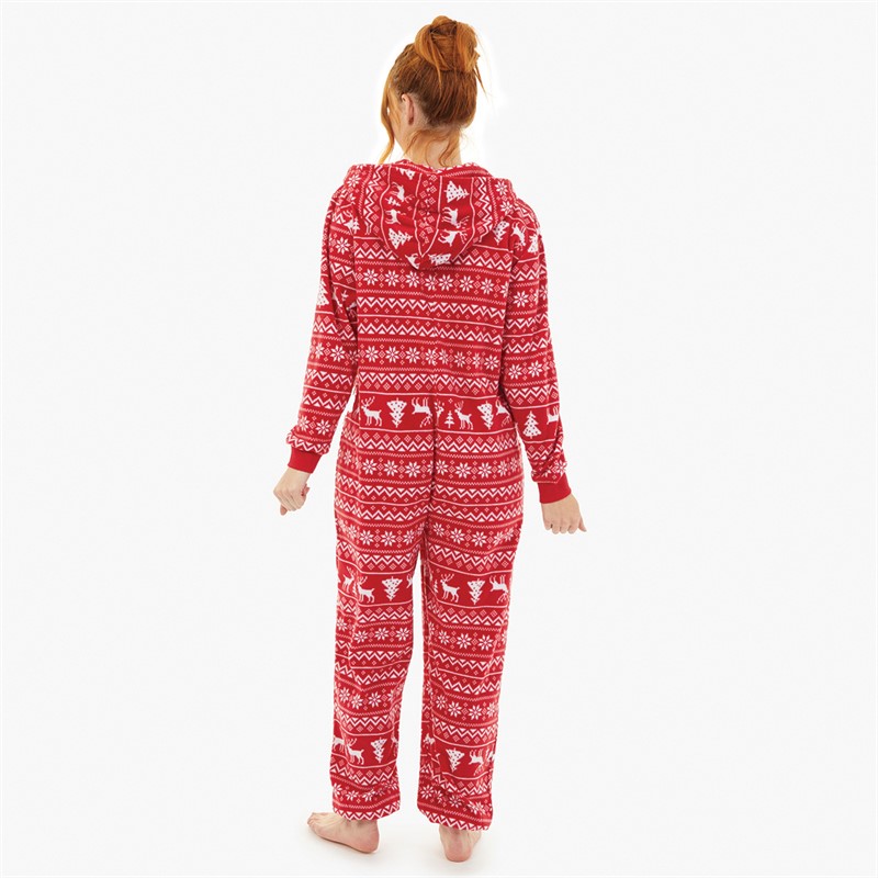 Fluid Womens Christmas Microfleece Jacquard Onesie Multi