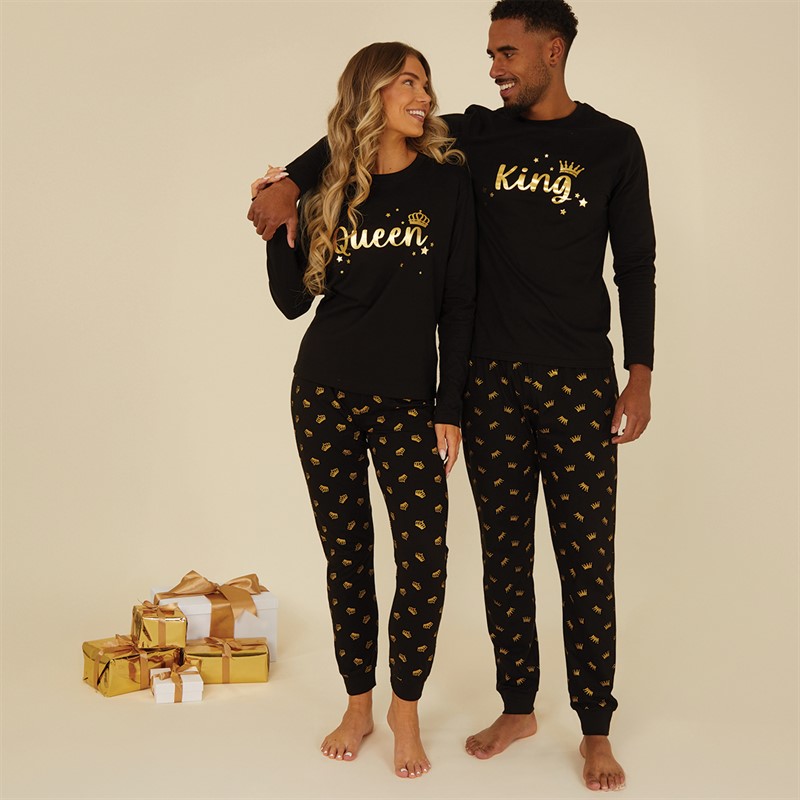 Fluid Womens Matching Queen Pyjama Set Black