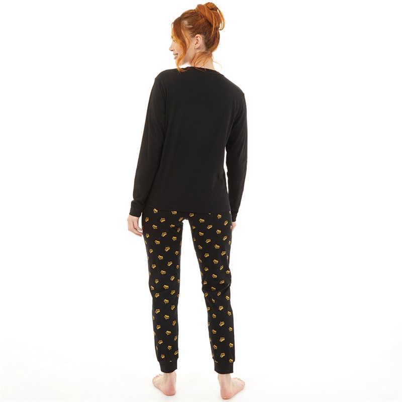 Fluid Womens Matching Queen Pyjama Set Black