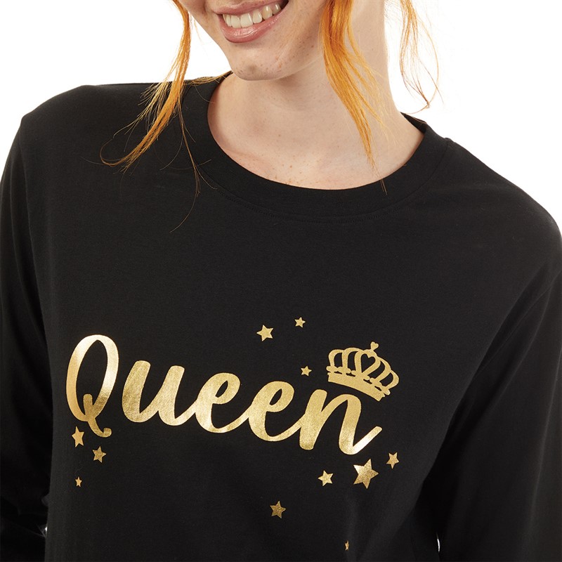 Fluid Womens Matching Queen Pyjama Set Black