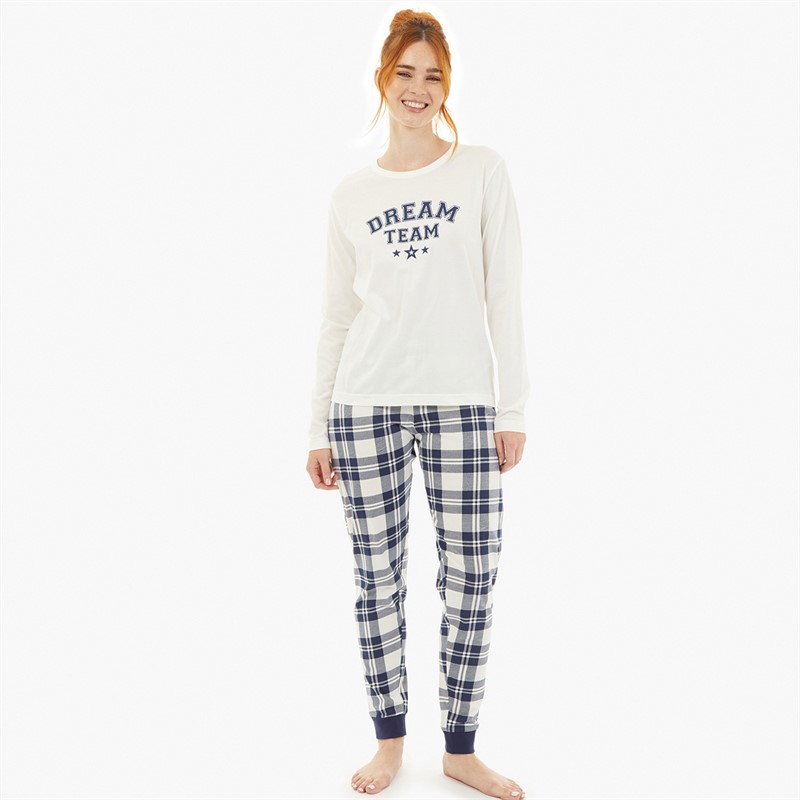 Fluid Womens Family Pyjama Set White/Navy Navy/Cream