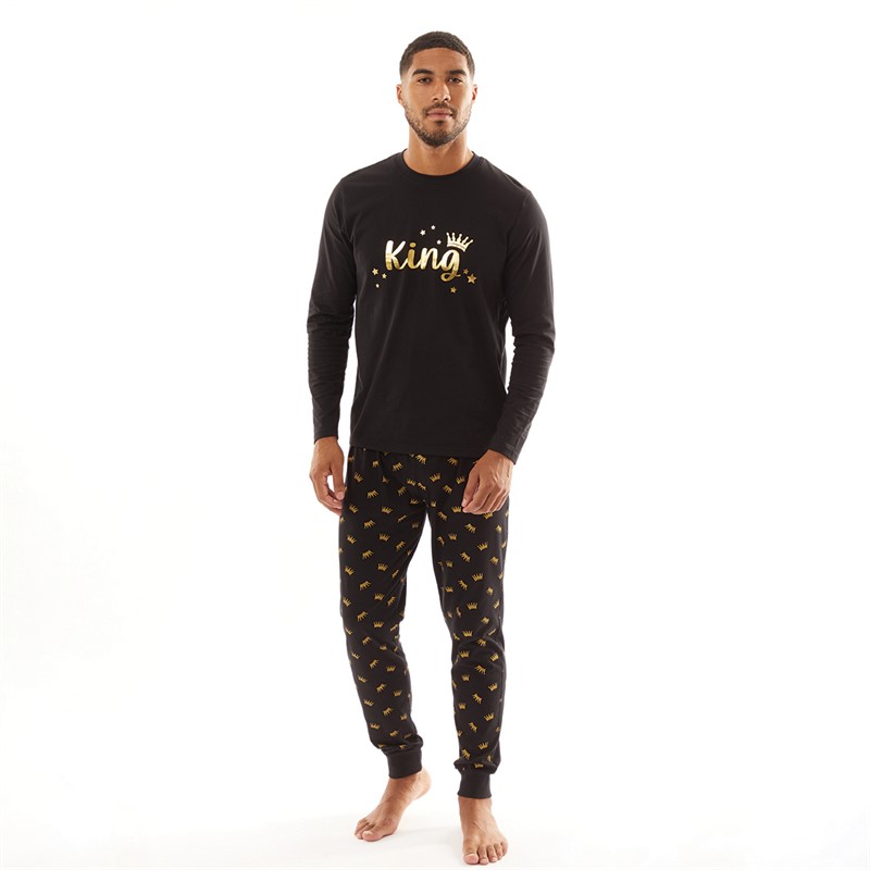 Fluid Mens Matching King Pyjama Set Black