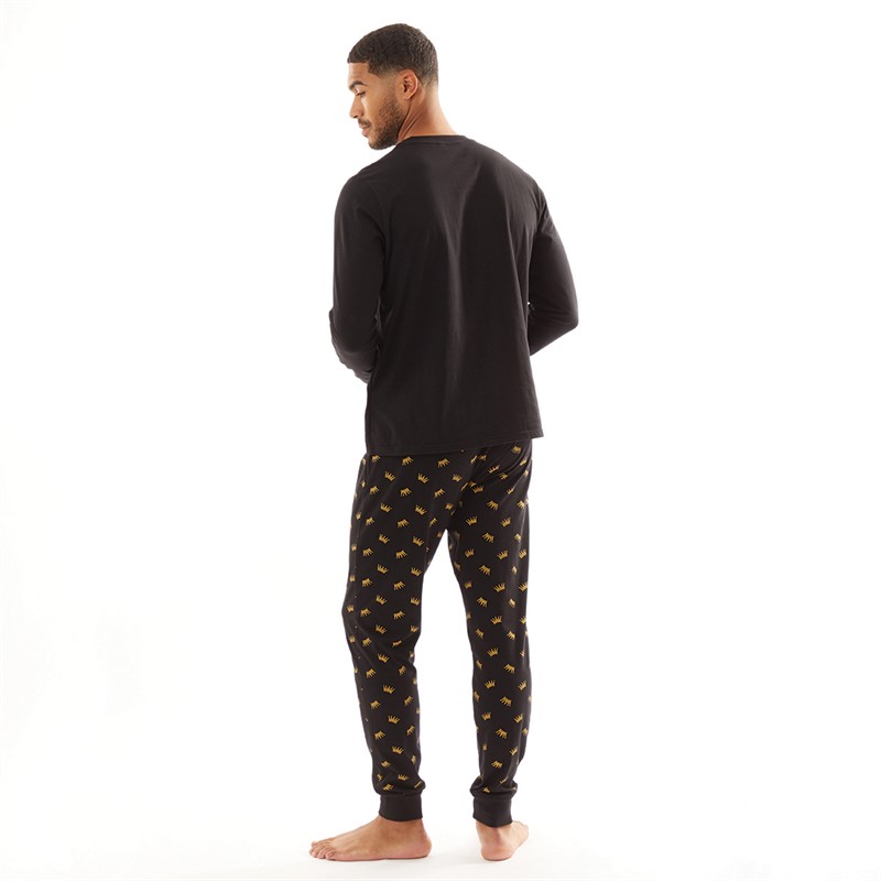 Fluid Mens Matching King Pyjama Set Black