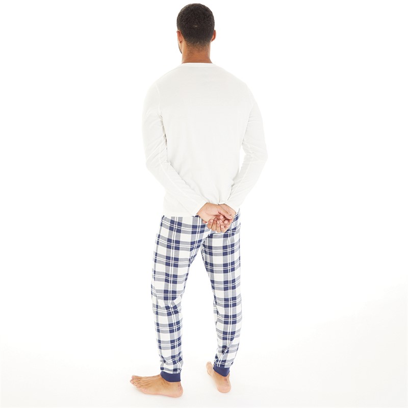 Fluid Mens Family Pyjama Set White/Navy Navy/Cream