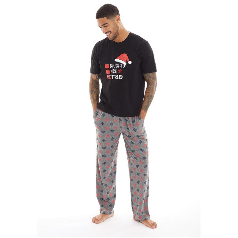 Fluid Mens Christmas Pyjama Set Black/Red