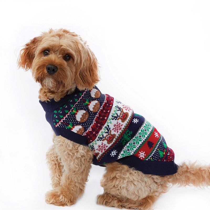 Fluid Dog Jacquard Christmas Jumper Multi