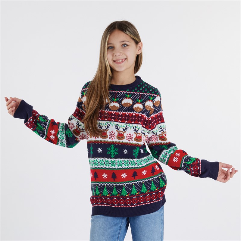 Fluid Kids Jacquard Christmas Jumper Multi