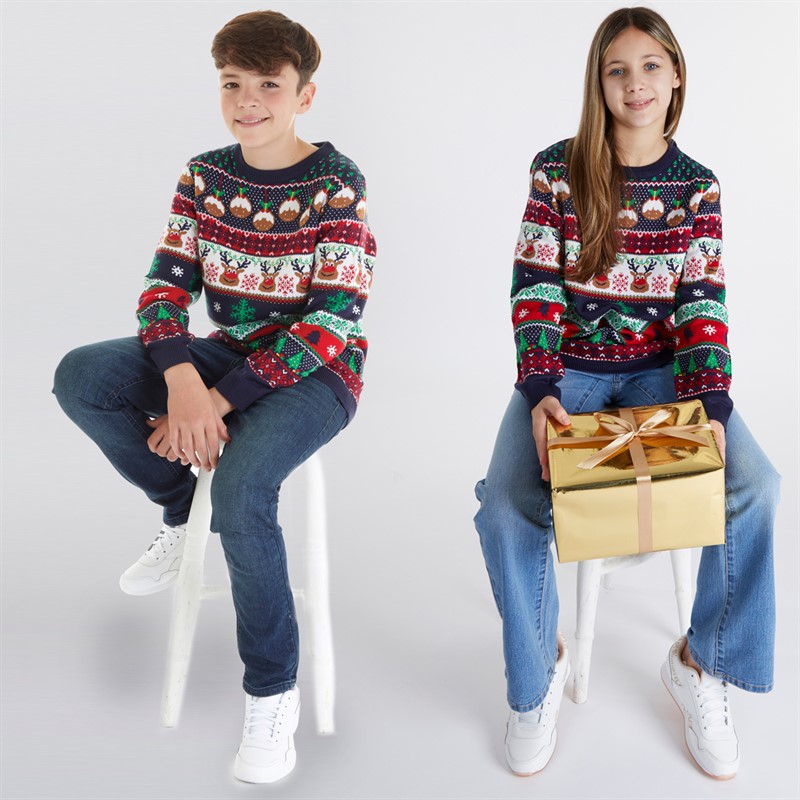 Fluid Kids Jacquard Christmas Jumper Multi