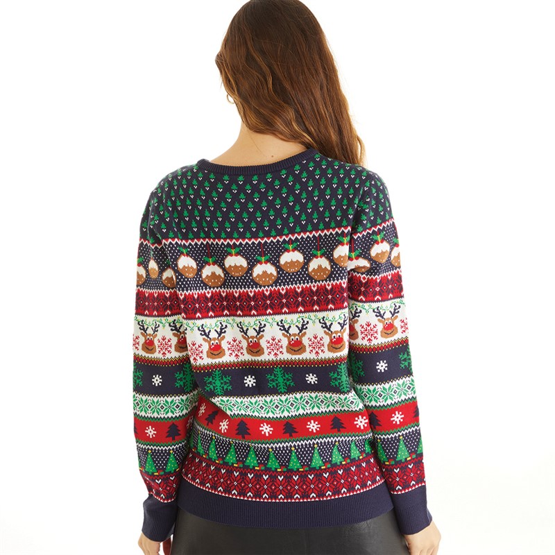 Fluid Womens Jacquard Christmas Jumper Multi