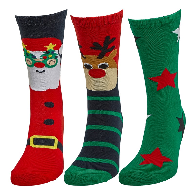 Fluid Boys Three Pack Christmas Novelty Socks Multi