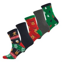 Fluid Mens Five Pack Christmas Novelty Socks Multi