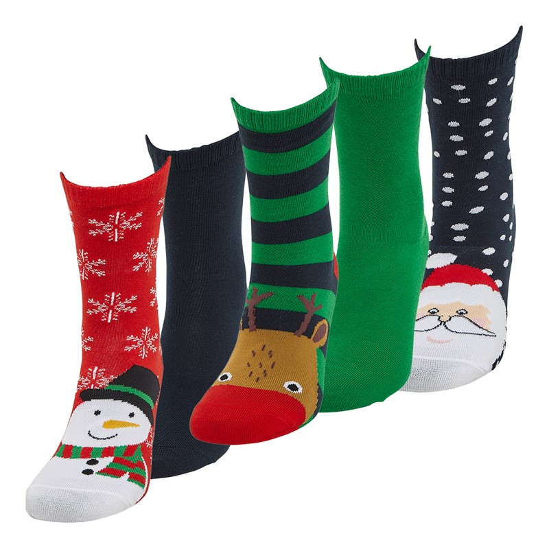 Fluid Boys Five Pack Christmas Novelty Socks Multi