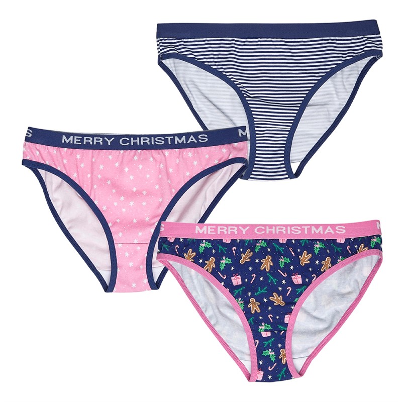 Fluid Girls Three Pack Christmas Novelty Briefs Multi