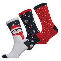 Fluid Womens Three Pack Christmas Novelty Socks Multi