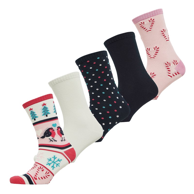 Fluid Womens Five Pack Christmas Novelty Socks Multi