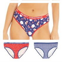 Fluid Womens Three Pack Christmas Novelty Briefs Multi