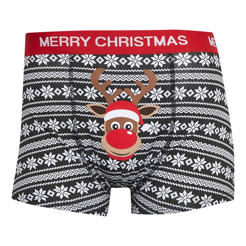 Fluid Mens Fairisle Novelty Christmas Trunks Black