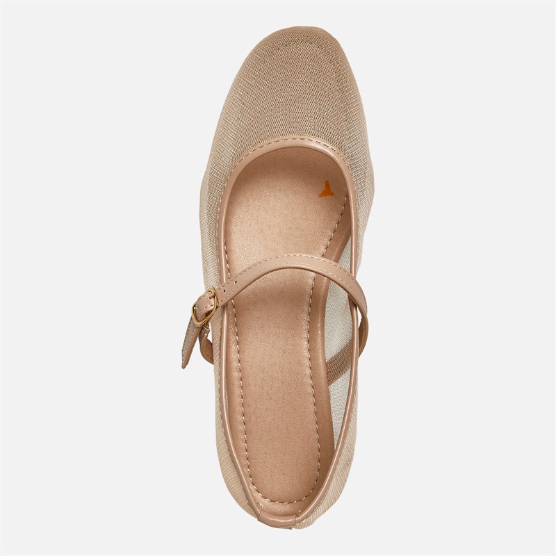 Fluid Womens Jolie Mesh Mary Jane Pumps Nude