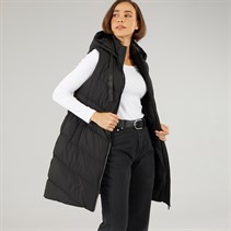 Fluid Womens Longline Hooded Gilet Black