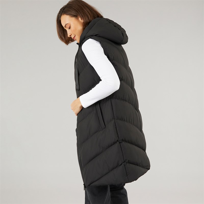 Fluid Womens Longline Hooded Gilet Black