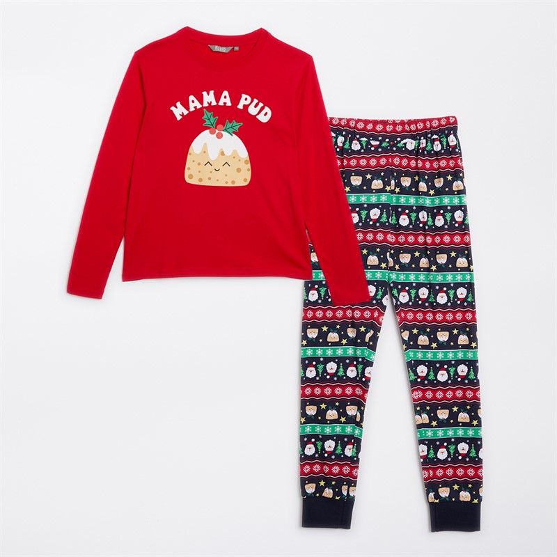 Womens Christmas Family Pyjama Set Multi - Size 18