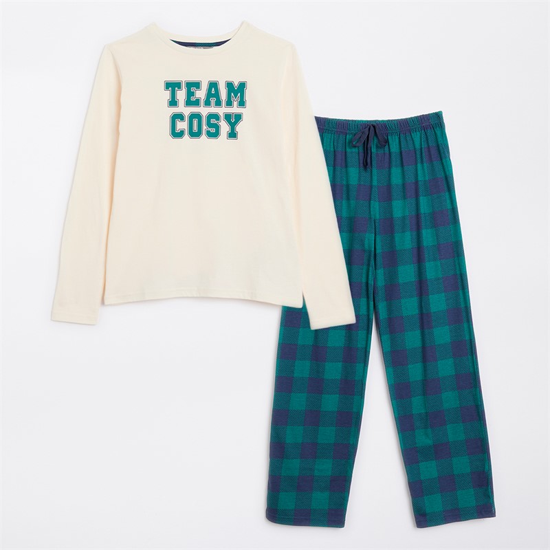 Fluid Mens Family Pyjama Set White/Green/Navy/Cream