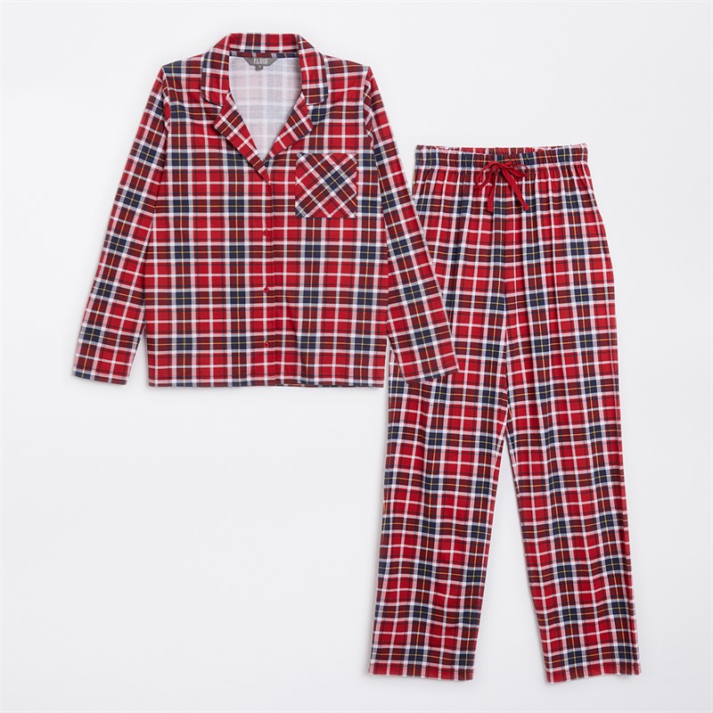 Fluid Womens Family Jersey Revere Checked Set Red Check