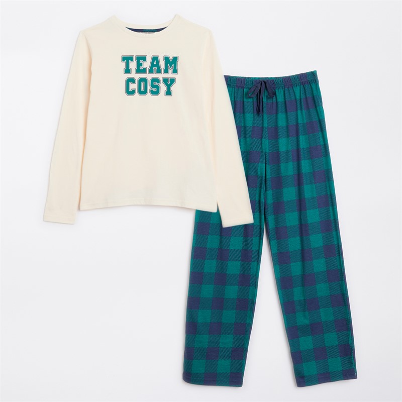 Fluid Womens Family Pyjama Set White/Green/Navy/Cream