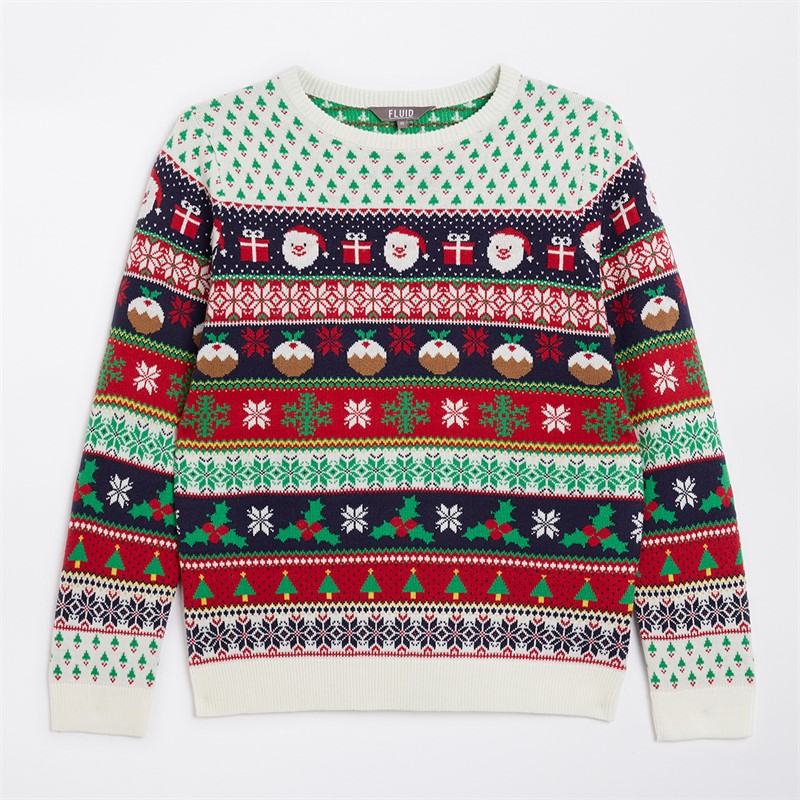 Fluid Womens Jacquard Christmas Jumper Multi
