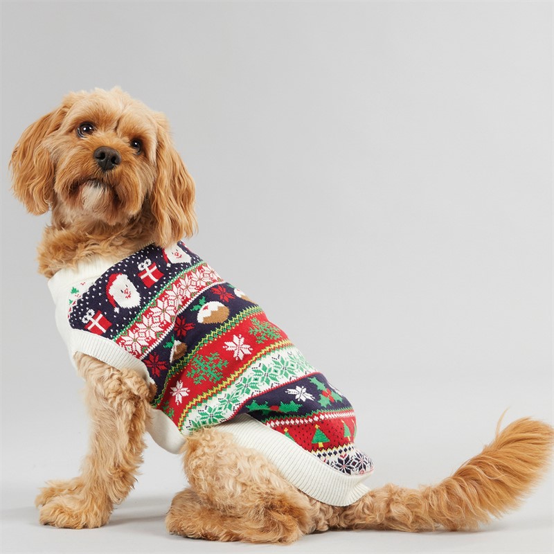 Fluid Dog Jacquard Christmas Jumper Multi