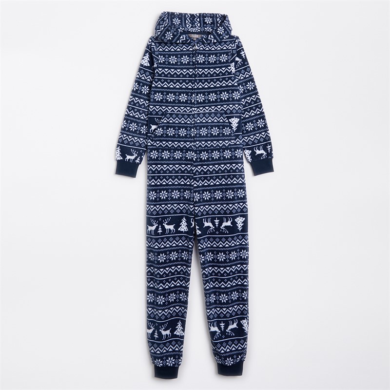 Fluid Kids Christmas Microfleece Jacquard Onesie Multi Navy
