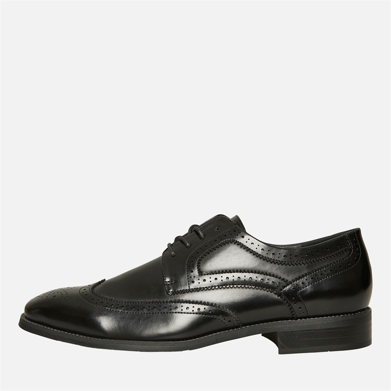 Fluid Mens Alfred Brogue Shoes Black Patent