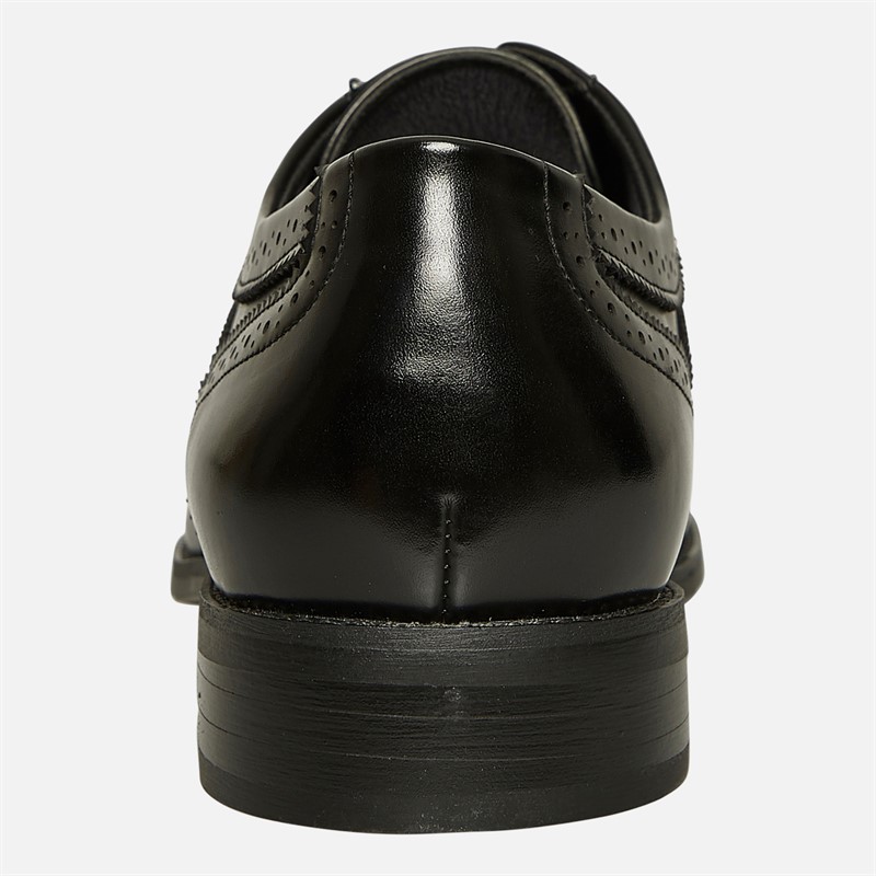 Fluid Mens Alfred Brogue Shoes Black Patent